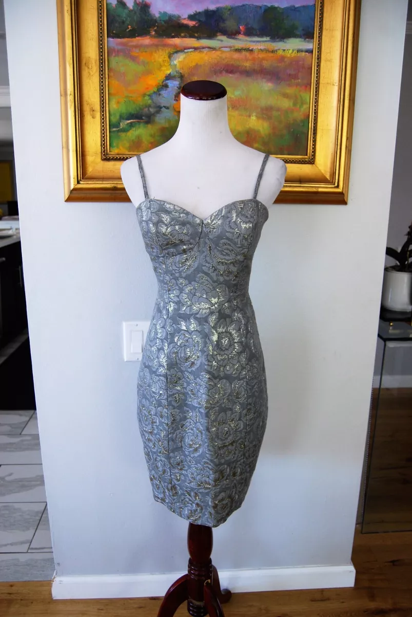 Tracy Reese Brocade Floral Jacquard Metallic Mini Cocktail Dress Size 0 |  eBay