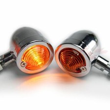 2x Motorcycle Amber 12v Chrome Bullet Front Turn Signal Light Rear Taillight Usa