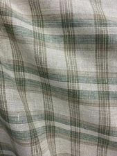 NATURAL SAGE GREEN BROWN Plaid 100% Linen Fabric (60 in.) Sold By The Yard