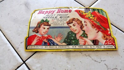VINTAGE HAPPY HOME RUST PROOF GOLD EYE NEEDLE BOOK 45 NEEDLES