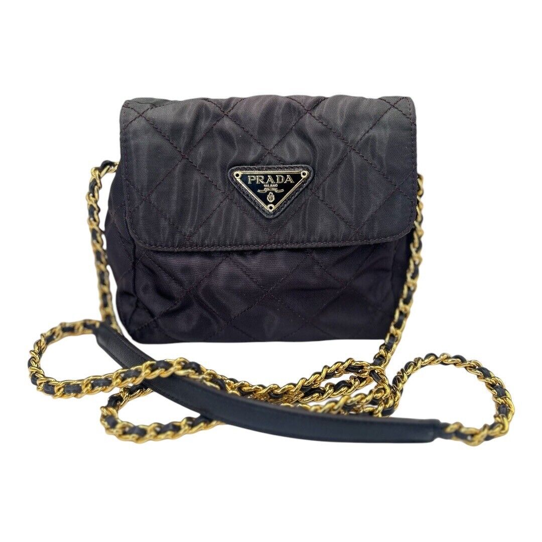 PRADA Women's Chain Shoulder Bag Quilted Nylon Nylon Used PRADA Women's Chain Shoulder Bag Quilted Nylon Nylon Used