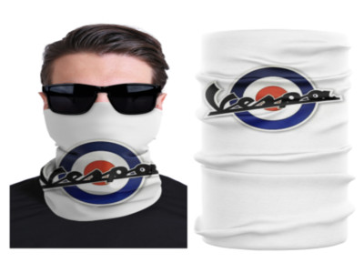 Vespa Target White Microfibre Polyester Snood Neck Gater Scooter Gift FREE P&P