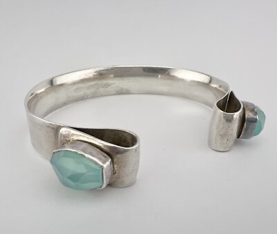 Lilly Barrack Modernist Sterlingsilber eisblau Edelstein Manschette Armband