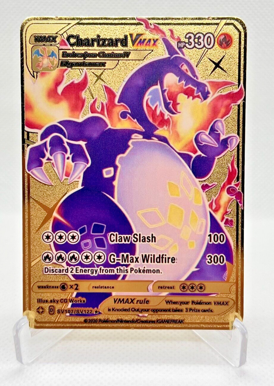 Charizard VMAX HF Shiny Gold Metal Card