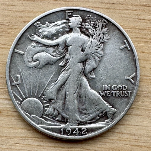 1942-S Walking Liberty Half Dollar, Beautiful Toning, Fine, 90% Silver