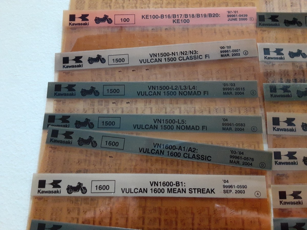 Lot Of 45 Vintage Kawasaki Motorcycle Parts Microfiche Film