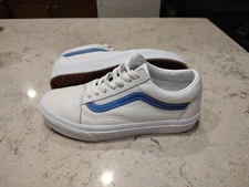 Vans Old Skool 'True White Leather Victoria Blue Size 5.5 Mens 7 Wemens 