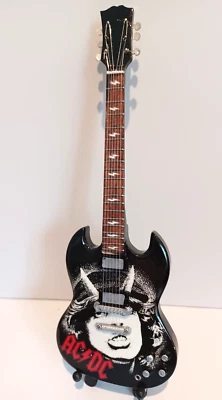 ACDC Angus Young Black White Detailed Miniature Guitar 25cm 10" c/w Stand REF8