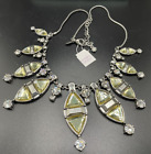 Glass Statement Bib Necklace Lia Sophia Nwt Rhinestone and