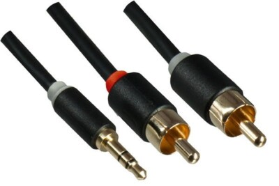 DINIC Audio-Kabel 3,5mm St. auf 2x Cinch St., Monaco Range, schwarz , Länge 5m