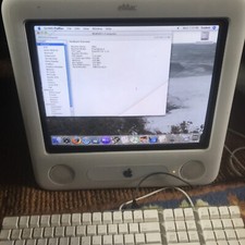 Vintage Apple eMac powerPC G4, a1002, all in one w/ keyboard -WORKS  AS-IS eMac