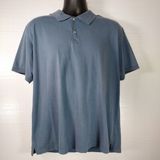 J Crew Polo Shirt Men's Large Gray Blue Garment Dyed Cotton Casual Pocket