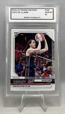 Caitlin Clark Graded Gem Mint 10 Rookie 2024-25 Panini Instant Historic Stats RC