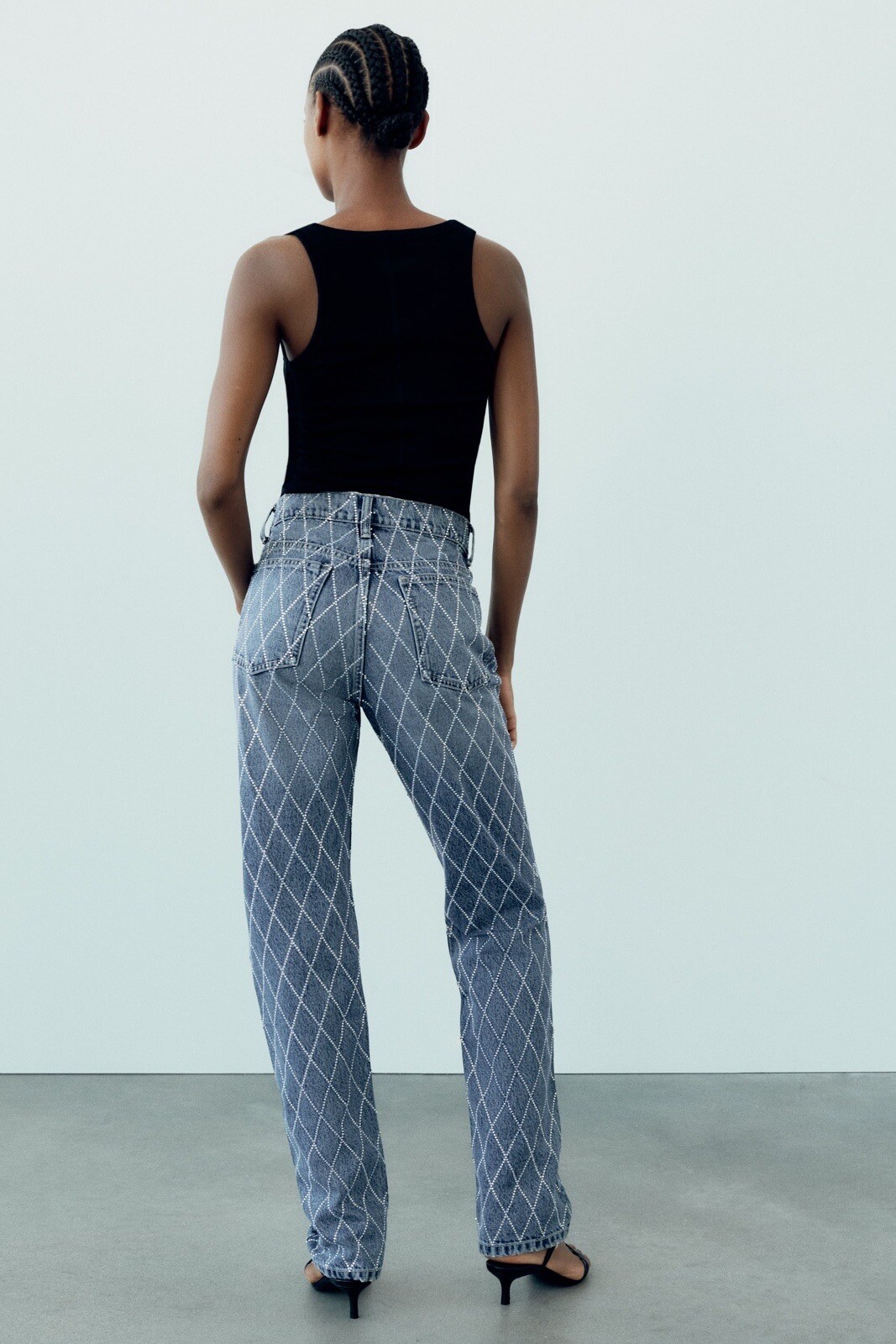 ZARA WOMAN FW23 BLUE TRF MID-RISE JEANS WITH RHINESTONES 8197/230 image 8