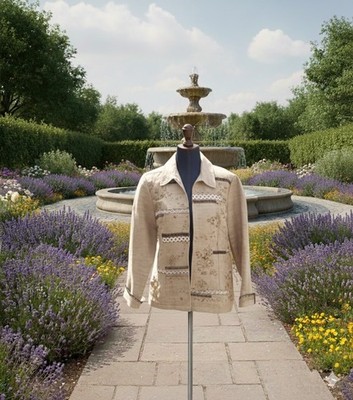 Coldwater Creek, Damen hellbraun, komplett gefüttert, Leinenmix bestickte Jacke, Gr. M