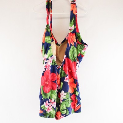 VTG Maxine of Hollywood Women's 16 Multicolor Floral One-Piece Swimsuit