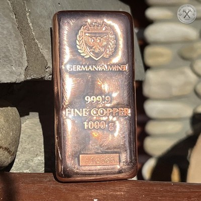 1 kg Copper Germania Bullion Bar - 1000 g pure [Cu] .9999, w/box