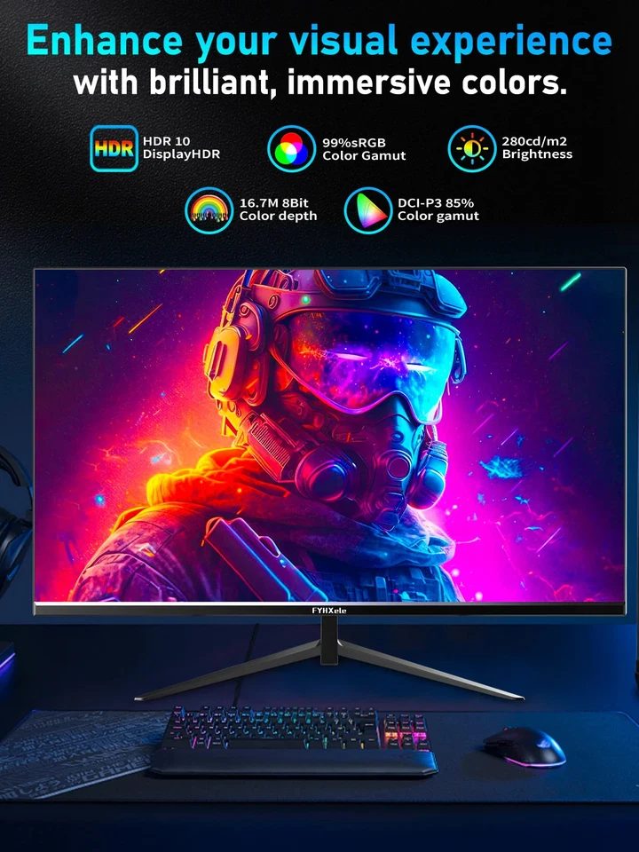24in 180Hz Gaming Monitor 1K FHD Computer Display 1ms Response Time Screen LCD - Imagem 3 de 4