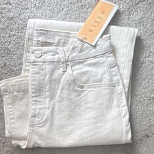 RISEN Womens White Denim Skinny Slim Jeans Mi...