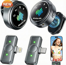 2PCS Wireless Lavalier Microphone for iPhone Android Noise Cancelling USB-C Ligh