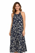 LOFT Outlet Women  s Floral Halter Maxi Dress Navy Blue Size Small