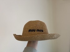 Miu Miu Straw Woven Sun Hat Designer Summer Hat Beach Hat Women's