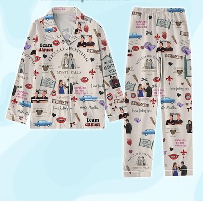 The Vampire Diaries Pajamas Set Damon Salvatore Pajamas Set Hello Brother Pajama