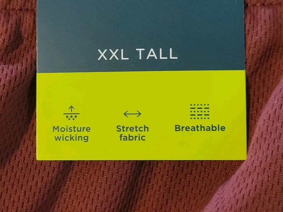 MEN'S TEK-GEAR MESH SHORTS SIZE XXL TALL WITH SIDE POCKETS COLOR IS BURGUNDY - Image 4 of 4