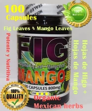 Organic Mango leaf/Leaves Plus fig leaf/leaves Rich in antioxidants 100 Capsules