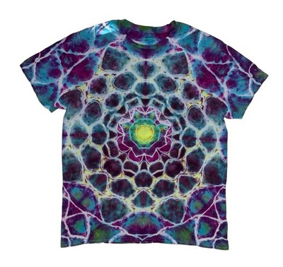 Tie Dye Shirts Psychedelic Ice Dye Blue Purple Green Cotton Size Large Unisex
