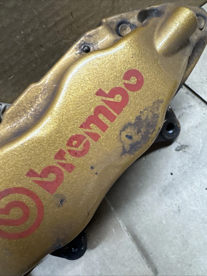 2005 2006 2007 SUBARU WRX STI BREMBO GOLD BRAKE CALIPERS FRONT Left Oem B138 - Image 3 of 4