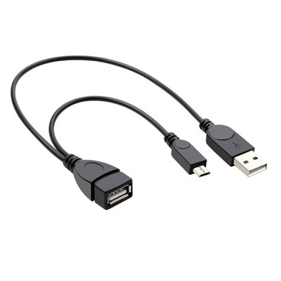 MicroUSB to USB Adapter OTG Cable+Power Cord for Flash Drive External Hard Drive