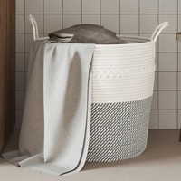 Aufbewahrungskorb Grau Und Weiß Ø43X38 Cm Baumwolle