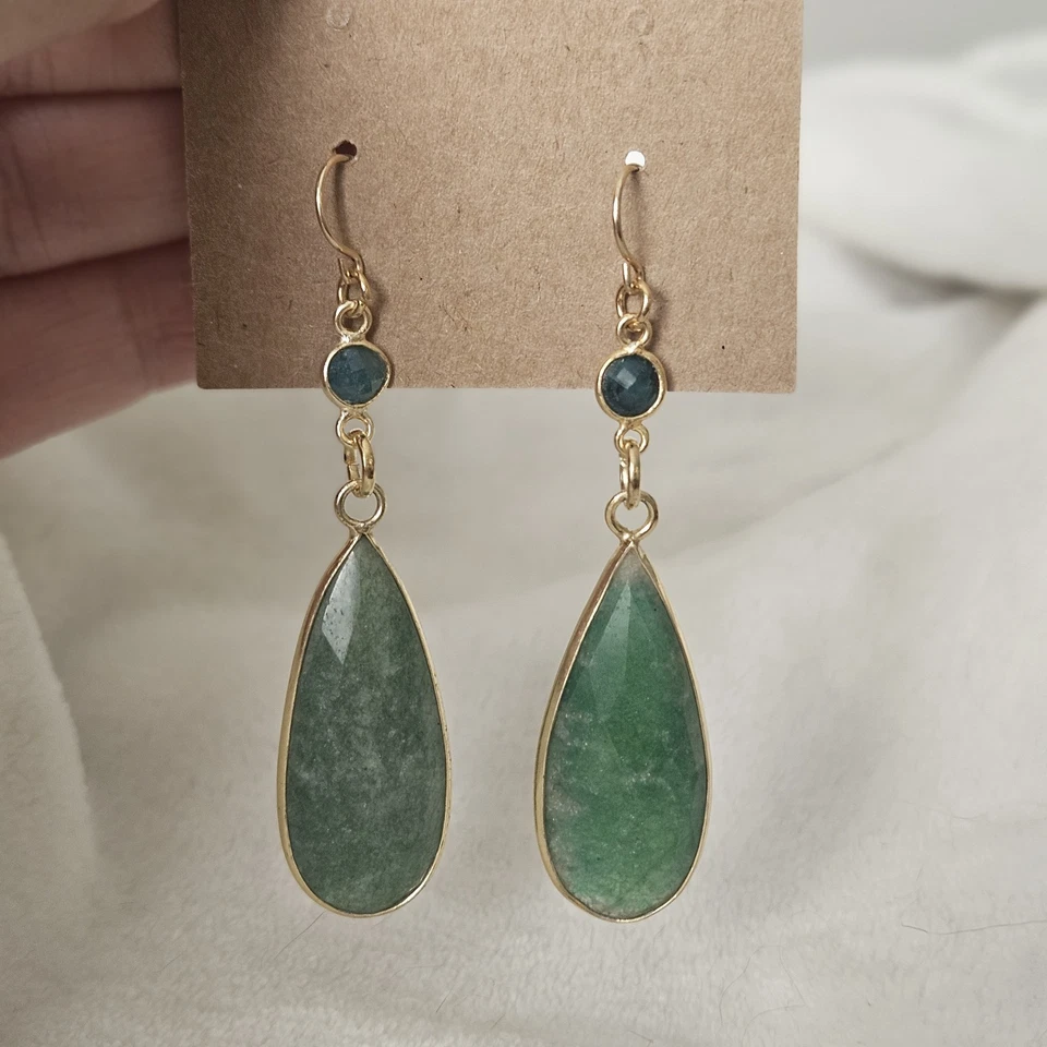 Real Emerald And Gold-Filled Drop Earrings - Image 3 of 3