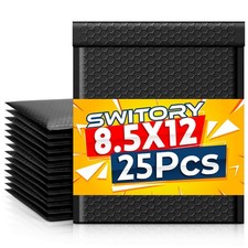 Switory 25pcs Poly Bubble Mailers A4 Padded 8.5"x12" (25 Pack), Black