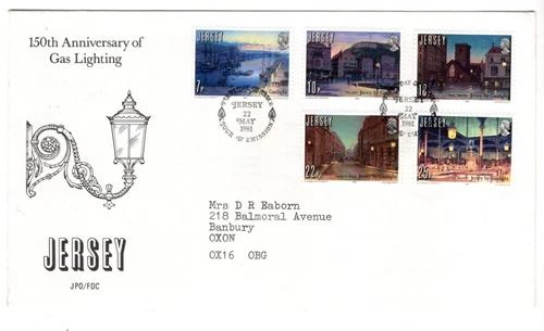 1981 JERSEY - GAS LIGHTING 150th ANNIV FDC FROM COLLECTION N13