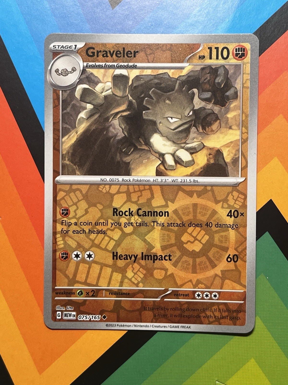 Graveler Reverse Holo - 075/165 - Scarlet & Violet 151 Pokemon 2023 NM
