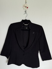 White House Black Market Black Blazer Jacket Size 4 3/4 Sleeve