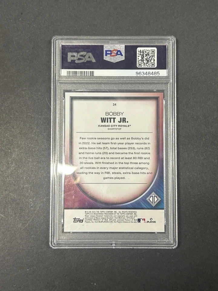 2023 Topps Transcendent Bobby Witt Jr. Gold /10 Icons Chrome PSA 9 #34 575 - Image 2 of 3