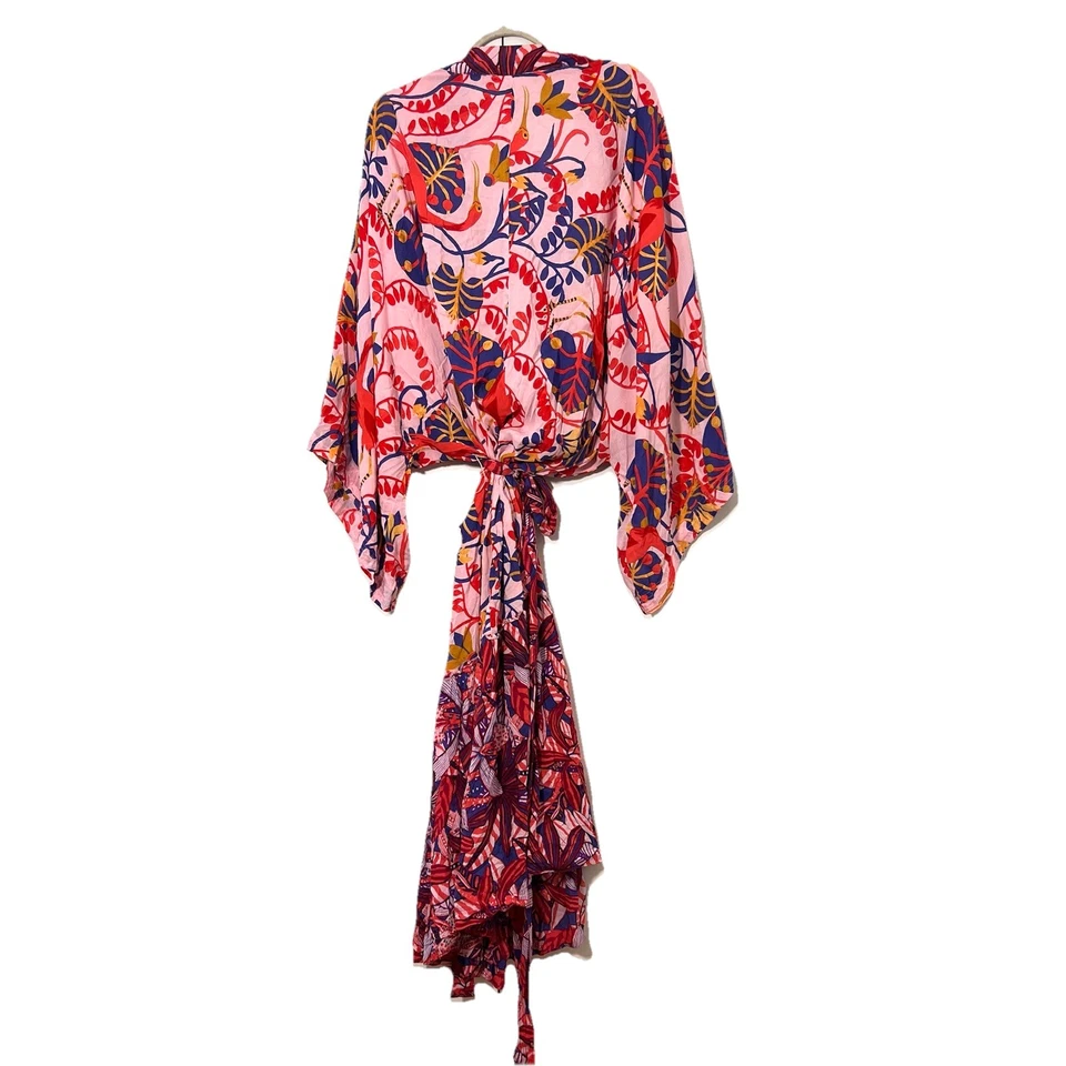 Anthropologie Claire Colin Bata Botánica Mujer 2X Floral Tropical Boho Kimono Foto 4 de 4