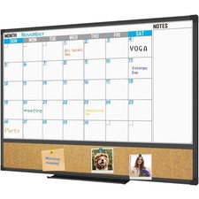 XBoard 48x36 Magnetic Dry Erase Calendar Whiteboard  Cork Board Combo w/ Tray