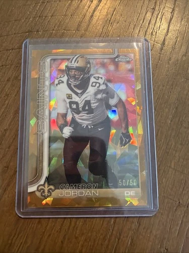 CAMERON JORDAN 2025 TOPPS CHROME SAPPHIRE GOLD REFRACTOR /50 #221 SAINTS Q1829