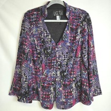 Alex Evenings Rhinestone Embellished Peplum Zip Jacket Glitter Sparkle Glam 1X
