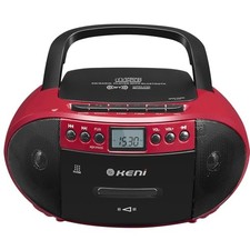 Portable CD and Cassette Player Combo Boombox, Cassette Tape Black/Red