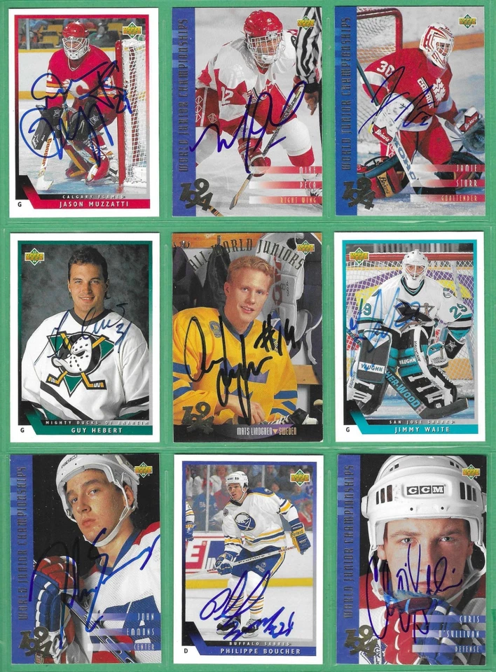 1993-94 Upper Deck Hockey *SIGNED* ~ 45 cards ~ Cheveldae, Lindgren, Blue - Image 2 of 4