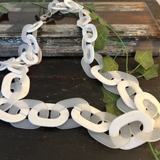 Lovely Extra Long Vintage White Lucite Chain Necklace