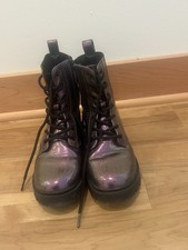 Art class Girls' Metallic Combat Boots Lace-Up Purple Glitter Silver Size 3