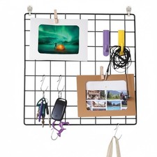 4 Pack Heavy-Duty Grid Wall Panels 12x12 Double Wire Mesh Organizer Black