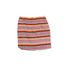 Talbots Petites Striped Linen Blend Pencil Skirt Size 8P Orange Pink Green