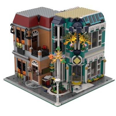 Corner Art Gallery Antique Shop with Interior 2045 Pcs Modular MOC